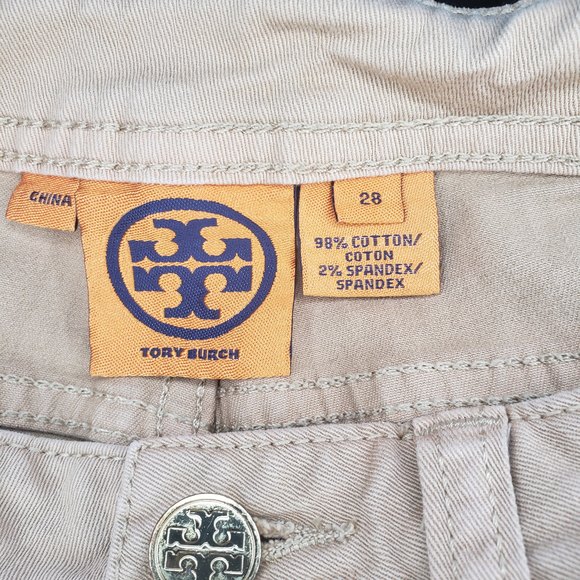 Tory Burch Khaki Tan Cropped Jean Size 28 - Picture 5 of 6